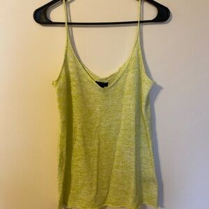 Women's Green Linen Blended Knit Tank Top Cami Coastal Beach Sz M Current Air